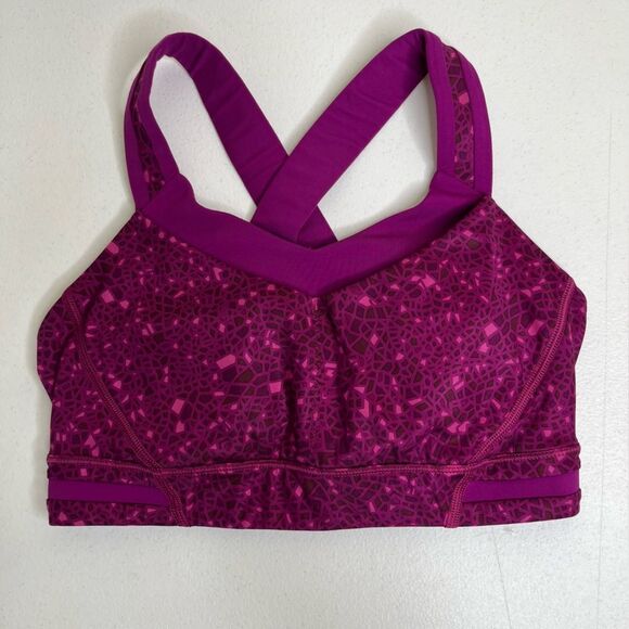 Lululemon Athletica Rack Pack Sports Bra Paradise Geo Regal Plum Multi Women 4 - Picture 7 of 13